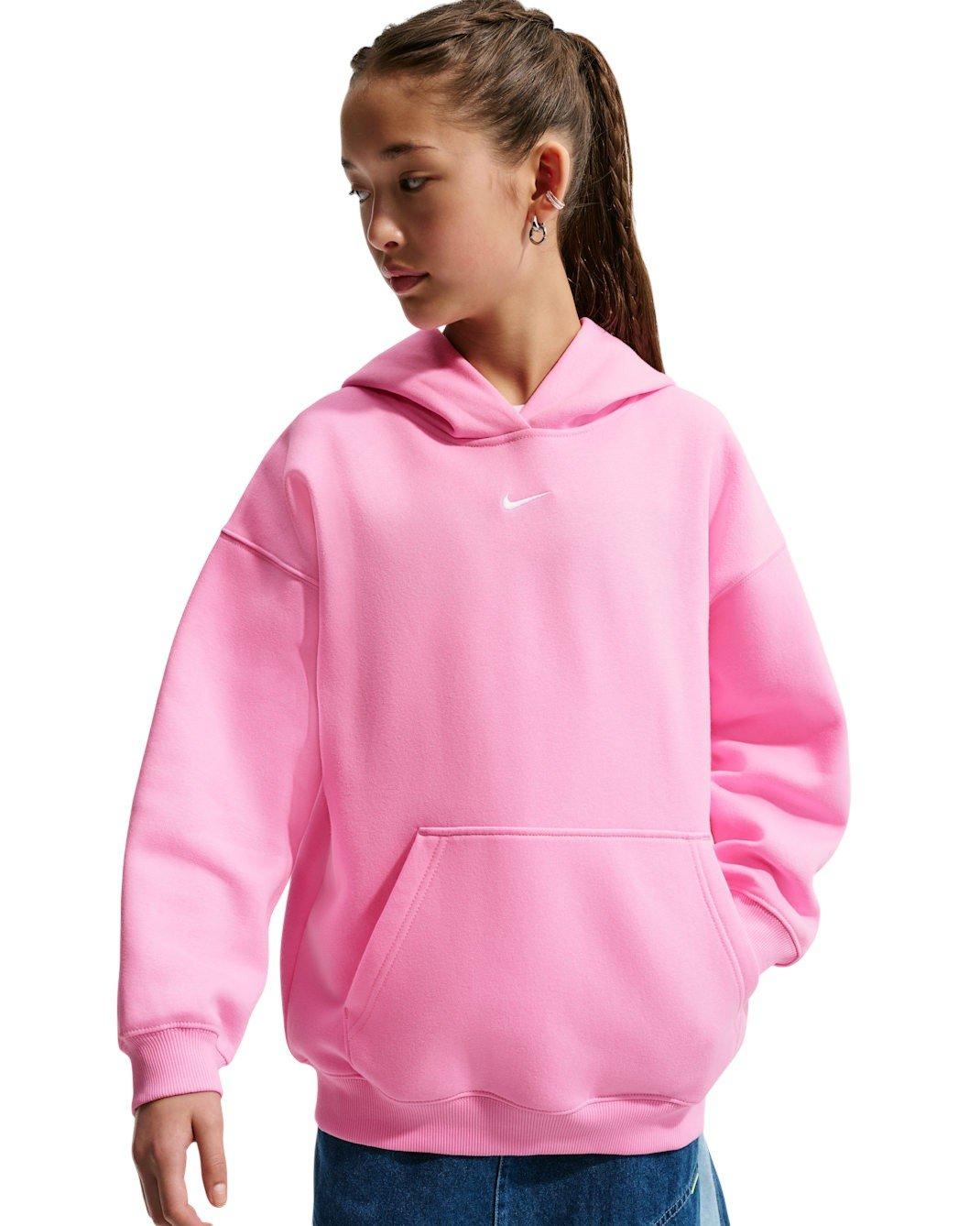 Nike Big Girls' Sportswear Studio Fleece Oversized Pullover Hoodie - Pink - PINK